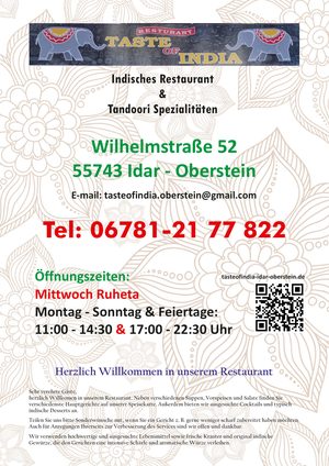 Titelseite der gedruckten Speisekarte
