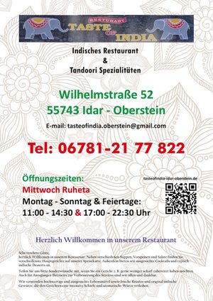 Titelseite der gedruckten Speisekarte