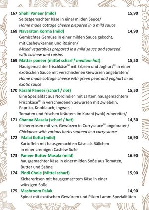Speisekarte Seite 13: vegetarische Gerichte