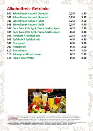 Speisekarte Seite 18: alkoholfreie Getränke